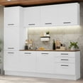 thumbnail image 2 of Madesa Hazel Kitchen Set 94"L Pantry Storage 3 Drawers 2 Wall Cupboard 2 Base Cabinet Engineered Wood Multiple Compartments Organization Unit - White, 2 of 11