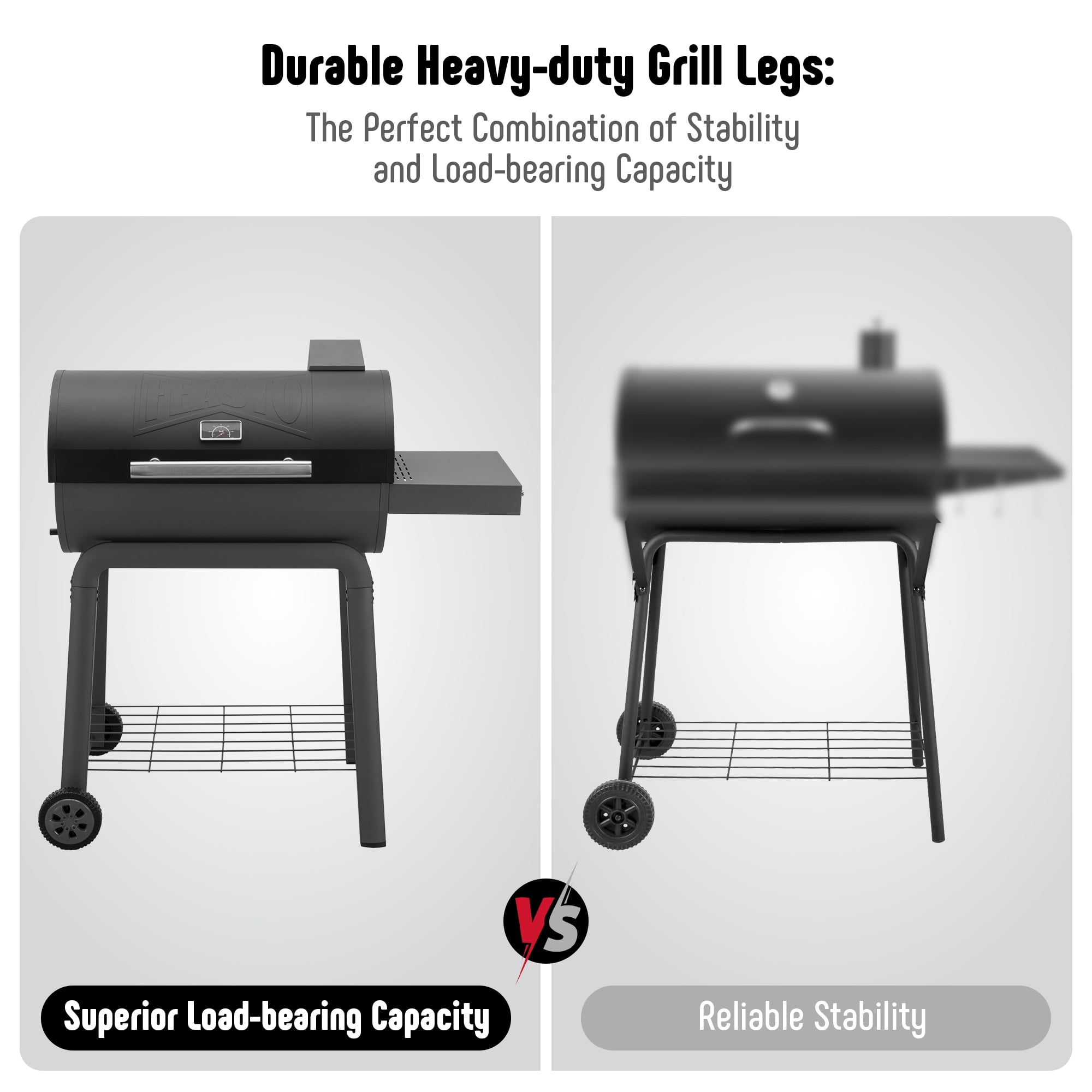 Feasto BBQ Charcoal Grill with Side Table, 30-In Heavy Duty Outdoor BBQ Grill with 647 Sq. In Cooking Area
