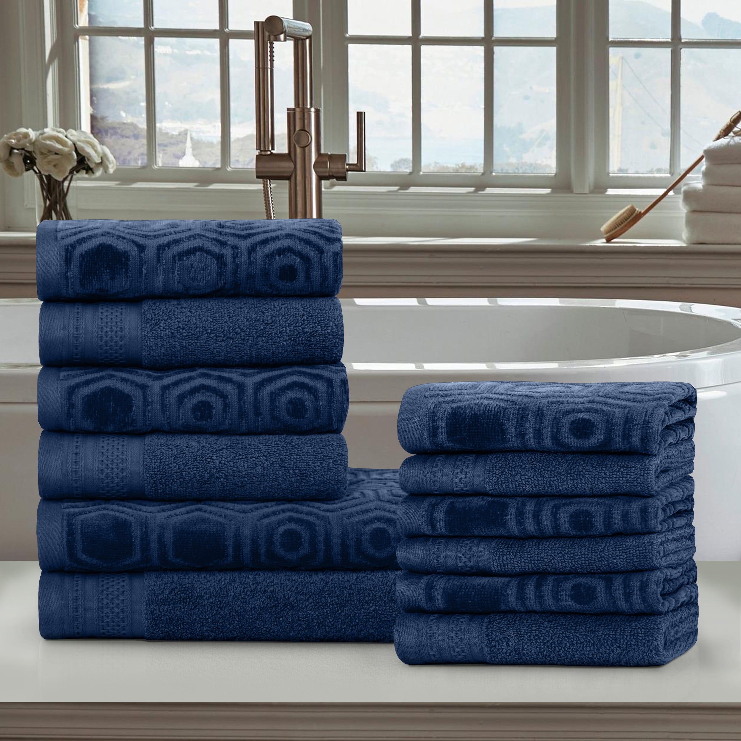 Reluen Cotton Huck Towels Blue 15 X 25 - Pack of 12 Pcs