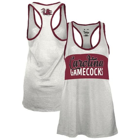 Women's Pressbox White/Garnet South Carolina Gamecocks Tracy Racerback Burnout Tank Top