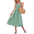 thumbnail image 3 of Summer Women's Spaghetti Strap Dress Backless Casual A-Line Suspender Dress with Pockets, 3 of 7