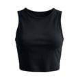 thumbnail image 6 of Htigea Crop Tank Top for Women Sleeveless Round Neck Tanks Solid Color Summer Fitted Short Tees Black XL, 6 of 7