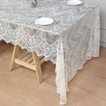 thumbnail image 2 of Balsa Circle 60" x 120" Ivory Floral Premium Lace Rectangle Tablecloth Catering, 2 of 7