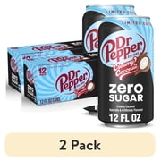(2 pack) Dr Pepper Zero Sugar Creamy Coconut Soda Pop, 12 fl oz, 12 Pack Cans