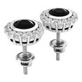 thumbnail image 3 of Dazzlingrock Collection 1.00 Black & White Diamond Halo Stud Earrings for Her 1 CT | 925 Sterling Silver, 3 of 5