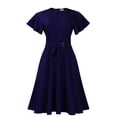 thumbnail image 2 of Women's Casual Cap Sleeve Pleated Long Midi Dress Loose Beach A line Flowy Dress, 2 of 8