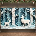 thumbnail image 3 of 3D Paper Art Winter Forest Banner Blue White Color Deer Display Deer Pattern Snowflake Decor Snowy Backdrop for Winter Party Christmas Decoration Indoor Event, 3 of 9
