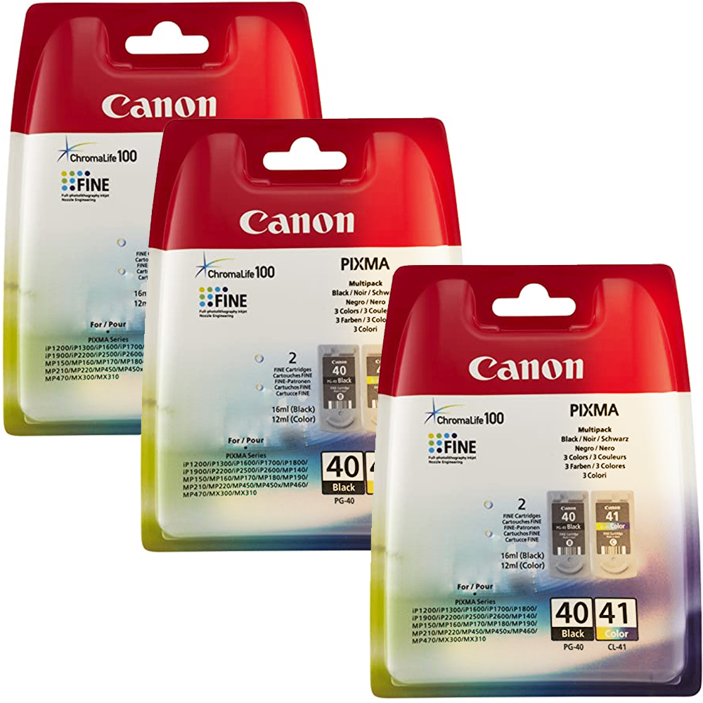 Genuine Canon PG-40 Black & CL-41 Color Ink Cartridge Set – PIXMA 40 41 Combo Pack
