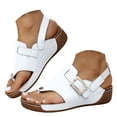 thumbnail image 3 of DAFEI Women's Summer Wedge Sandals Crystal Square Open Toe Flip Flops Versatile Casual Shoes, 3 of 8