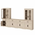 thumbnail image 3 of WAMPAT Farmhouse Entertainment Center with Bookshelf for TVs up to 70",Mid Century Modern TV Stand with 73"H Tall 5-Tier Bookcase with Open Storage and Barn Doors for Living Room,Bedroom,Beige, 3 of 7