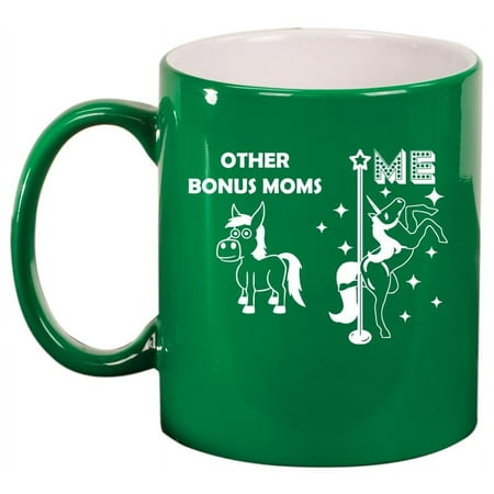 

Bonus Mom Superstar Unicorn Funny Mother In Law Ceramic Coffee Mug Tea Cup Gift for Her Gift For Mom (11oz Green)