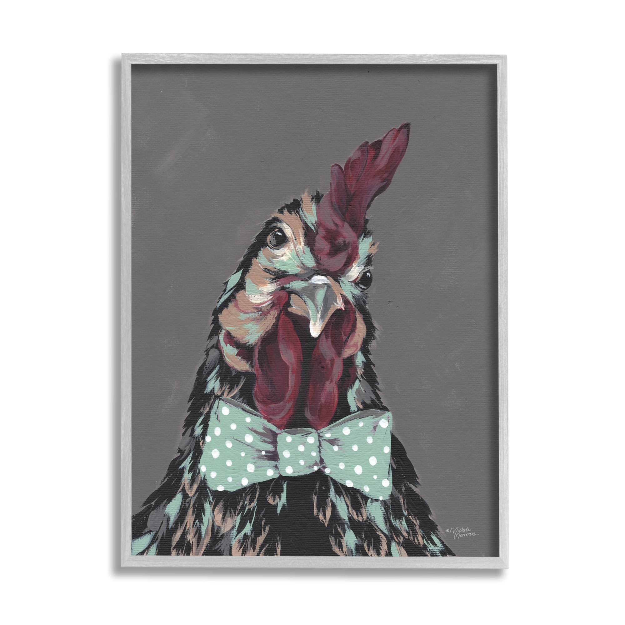 Stupell Industries Rooster Sire Exotic Farm Animal Polka Dot Bowtie,24 x 30, Design by Michele Norman