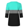 thumbnail image 4 of Inverlee Women's Color Block 3/4 Sleeve Tops Half Zip Casual Trendy V Neck Tees Daily Loose Fit Summer Blouses Mint Green L, 4 of 5