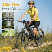 AOVOPRO BK900 Adult Electric Bicycles, 350W 26 Electric Mountain Bicycle, 48V Battery, 22Mph Electric Mountain Bike, Adjustable 7 Speed E-Bikes for Adults UL2849