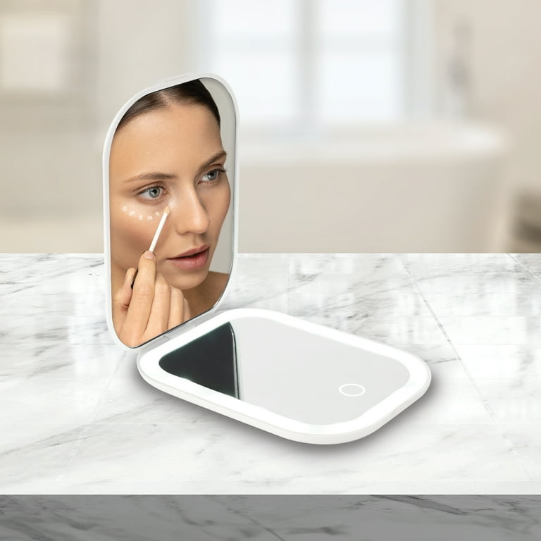 LED Double Sided Compact Mirror, White photo 4