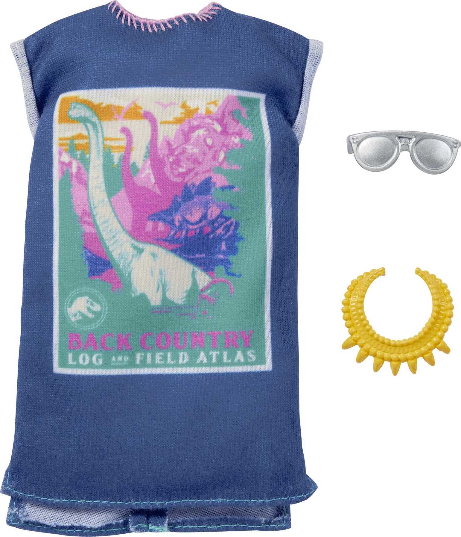 Barbie Doll Clothes, Inspired By Jurassic World: Dominion, T-Shirt Dress & 2 Accessories