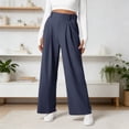 thumbnail image 2 of JIAYUE Women's Pants Ankle-Length High Waist Wide Leg Trousers Stretch Comfortable Elastic Waist Flowy Business Palazzo Casual Bottoms For Women, 2 of 5