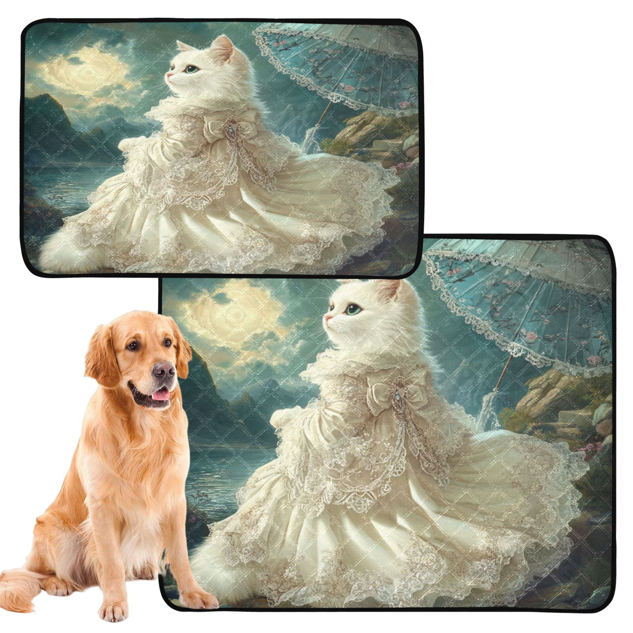 Qxltty Princess White Cat Cat litter Pads Pet Set of 3 Diaper Mats Center Anti-leakage Layer Absorbent Soft and Comfortable