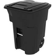 25596-R1200 Residential Heavy Duty Two Wheeled Trash Can with Attached Lid, 96 Gallon, Black