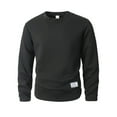 thumbnail image 3 of LMOIPLI Men's Solid Color Cable Knit Sweatshirts Vintage Long Sleeve Pullover Sweater Woven Crewneck Knitted Tops Black XL, 3 of 9