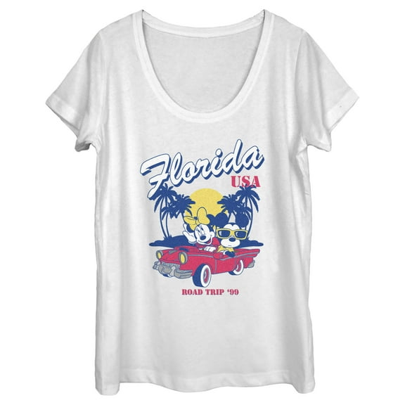 Women's Mickey & Friends Florida Road Trip Graphic Tee White Large