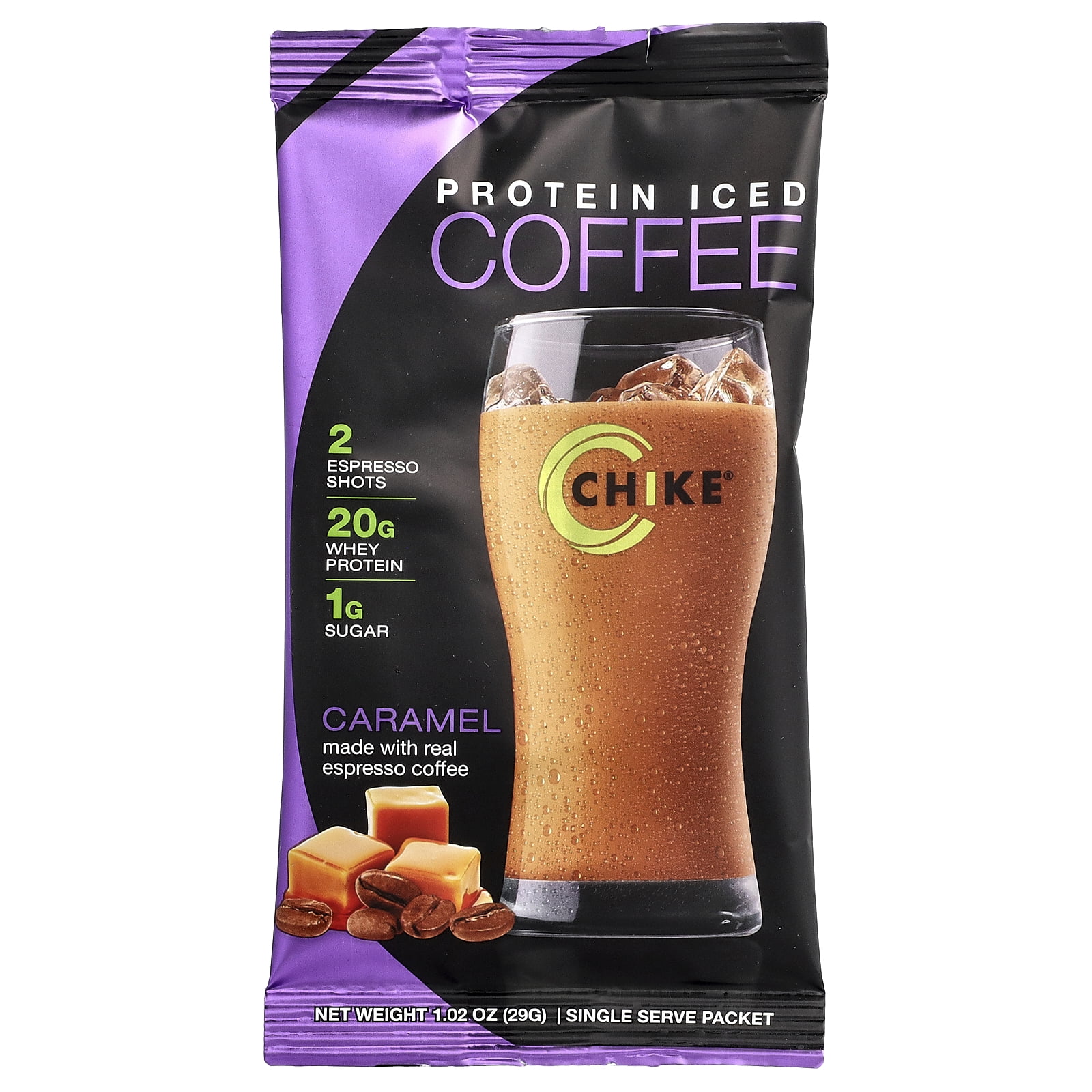 Chike Nutrition Protein Iced Coffee, Caramel, 12 Packets, 1.02 oz (29 g) Each