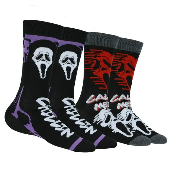 Ghostface Call Me and Chillin 2 Pairs Adult Casual Crew Socks (Fits Shoe Size 6-12)