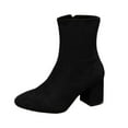 thumbnail image 2 of Mgmyaa Women's Medium Heel Boots Comfortable Casual Zip-Up Suede Pointed Toe Block Heel Ankle Booties, 2 of 9