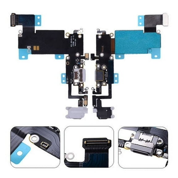 GSA Charging Port with Flex Cable, Earphone Jack and Mic for iPhone 6S Plus (High Quality) - Light Gray