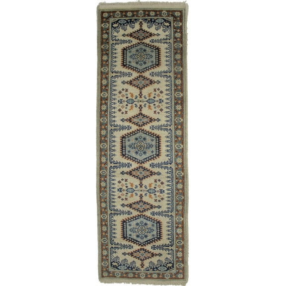 Cream Tribal 3X8 Indo-Viss Oriental Runner Rug