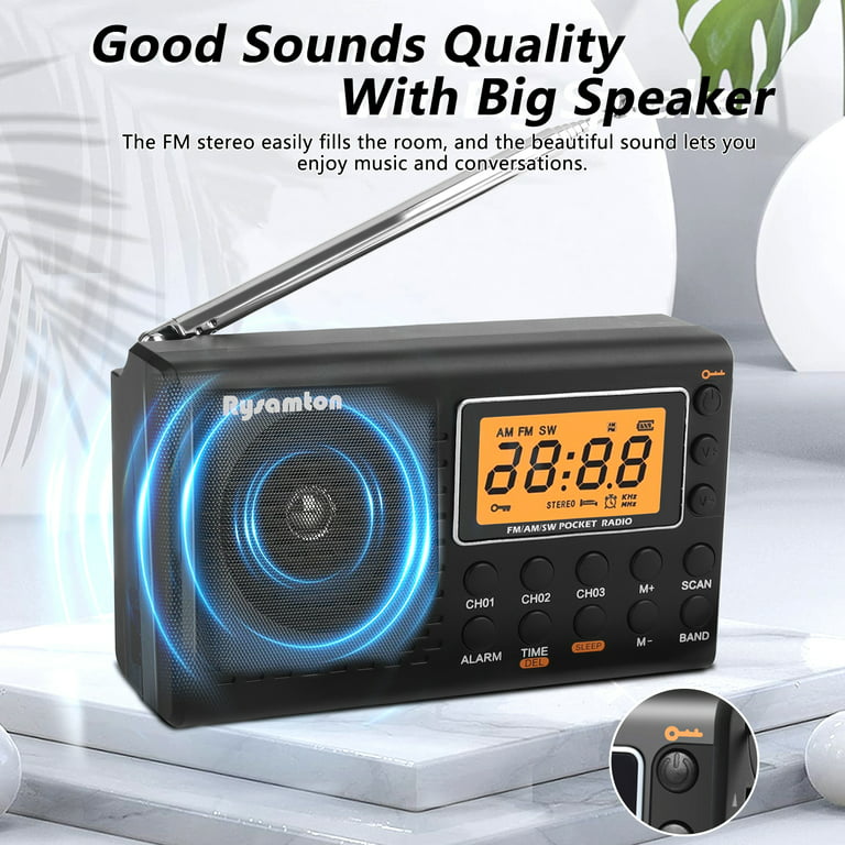  Retekess V115 Digital Radio AM FM, Portable Shortwave Radios,  Rechargeable Radio Digital Tuner and Presets, Support Micro SD and AUX  Record, Bass Speaker. : Electronics
