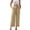 Yellow, variant on HXWCHs High Waist Straight Leg Cropped Trousers with Scalloped Hem Comfortable Elastic Waistband Linen Blend Fabric Casual Pants for Women XL Green