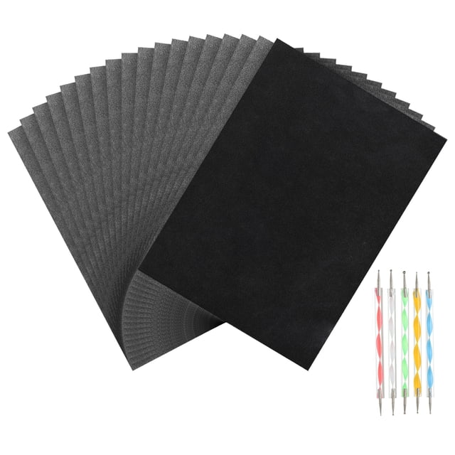 Unique Bargains Ensemble de Papier Carbone, Papier de Transfert Graphite A4 avec Stylet Embossé Noir 50 Feuilles