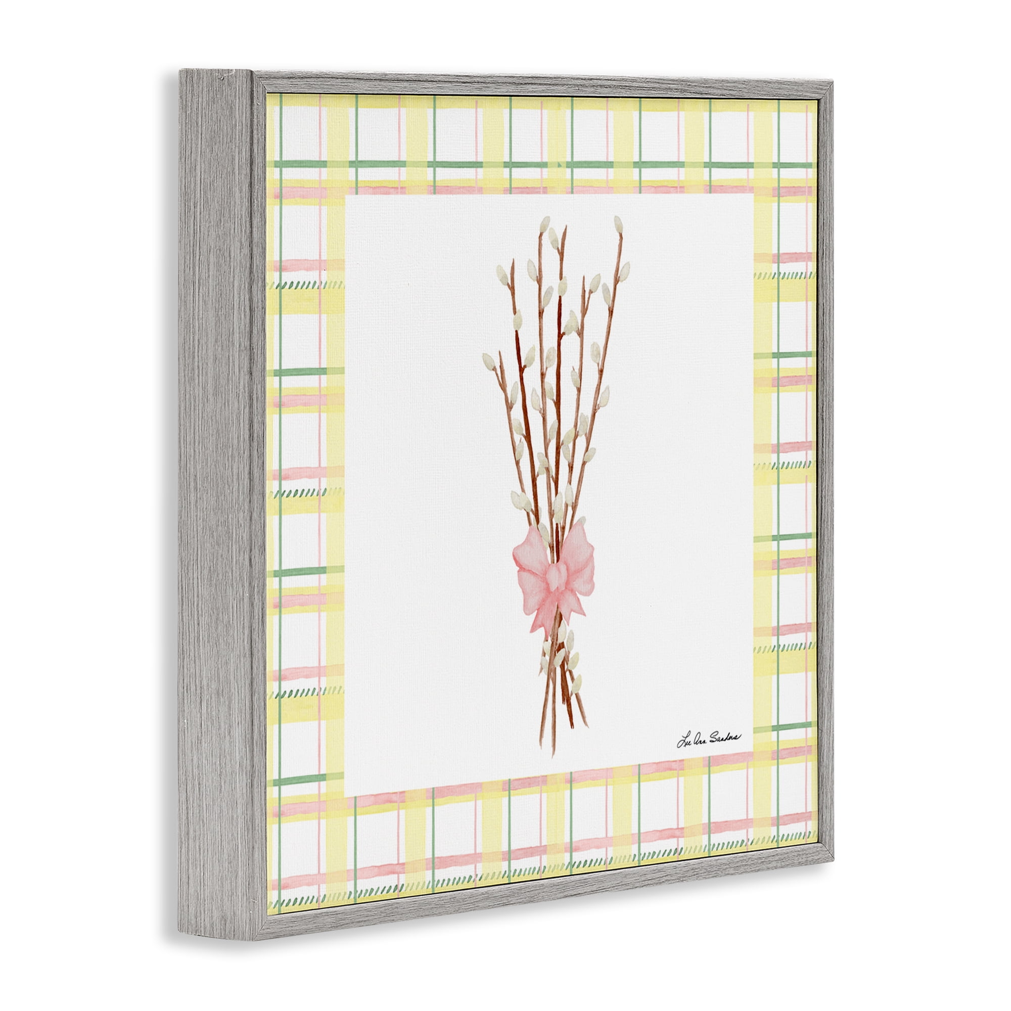 Pastel Spring Pussy Willow Gray Framed Giclee Art, design by Lee Ann Sanders