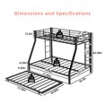 thumbnail image 4 of Leumius Metal Twin over Full Bunk Bed with Trundle, Space Saving Bunk Bed Frame with Ladder and Guardrails for Dorm, Apartment,Black, 4 of 8