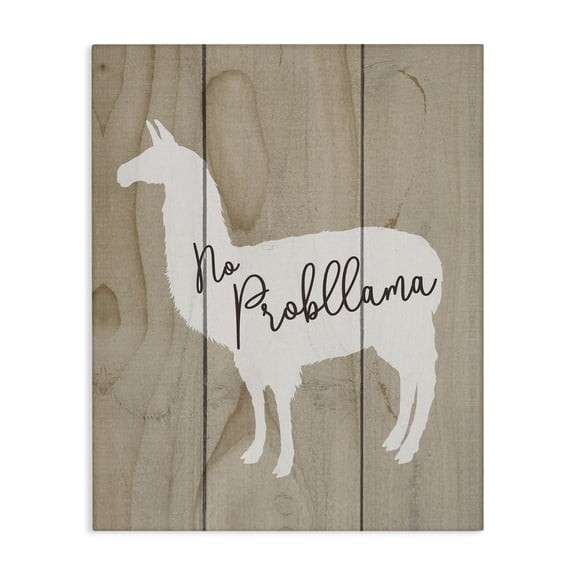 Stupell Industries Rustic Lodge No Probllama Llama Planked Wood Canvas Art, 16 x 20, by Lil' Rue