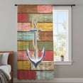 thumbnail image 3 of Nautical Anchor Semi Sheer Curtains Drapes for Living Room,Bedroom,French Doors Window 84 Inches Long,Country Vintage Colorful Wooden Plank Rod Pocket Chiffon Curtain Drapery Voile Draperies Panel, 3 of 8