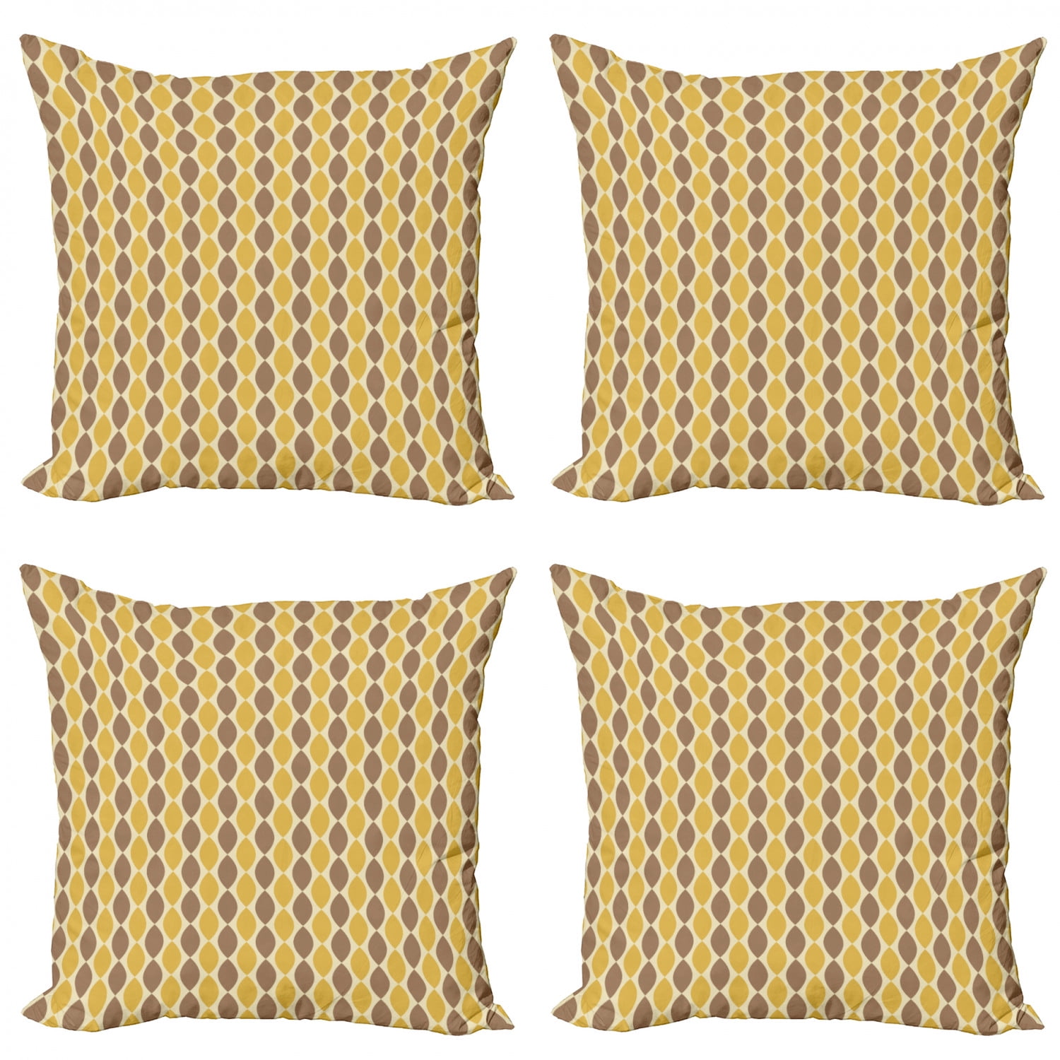 Ambesonne Vintage Throw Pillow Cover 4 Pack, Oval Shapes Retro Colors