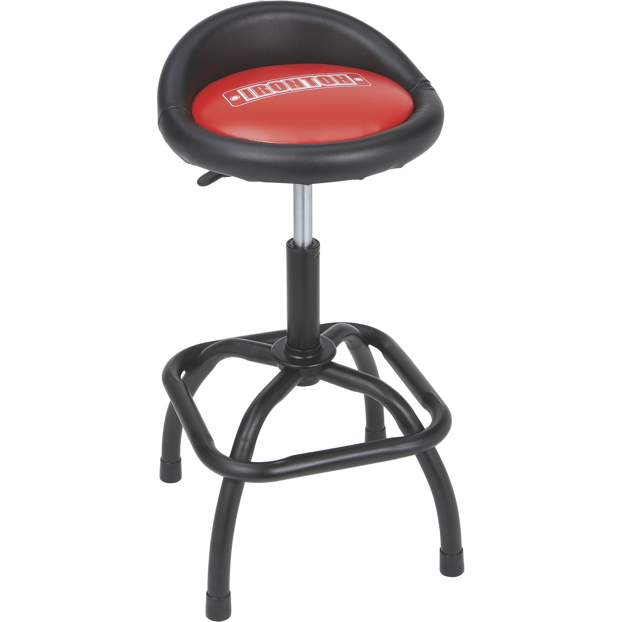 Ironton Oversized Adjustable Swivel Shop Stool w/Backrest 300Lb Cap