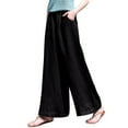 thumbnail image 1 of Gibobby pantalones de vestir mujer cintura alta Pantalones elásticos transpirables Pantalones sueltos de algodón y lino Pantalones de mujer con bolsillo (Negro, S), 1 of 5