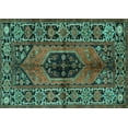 thumbnail image 1 of Ahgly Company Indoor Rectangle Persian Turquoise Blue Traditional Area Rugs, 7' x 9', 1 of 4