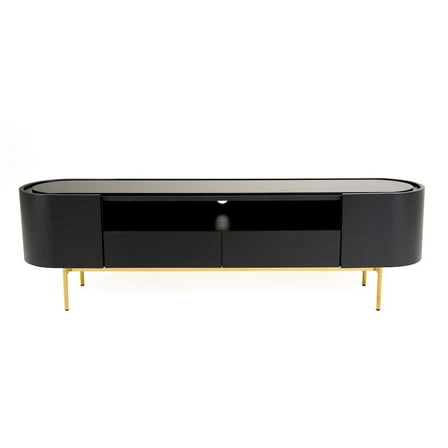 Modrest Bowie - Mid-Century Modern Black Oak   Brass TV Stand