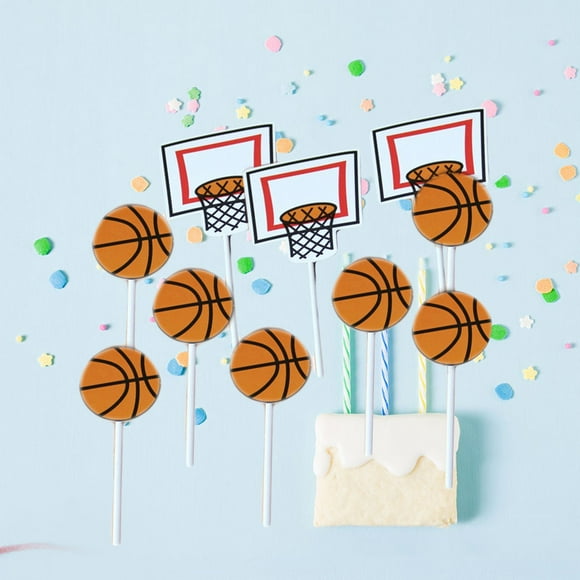 UPGRATOR 24Pcs Basketball Cake Topper Set Multi Color for Sports Theme Party Decorations