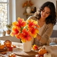 thumbnail image 5 of Artificial Silk Hibiscus Flowers Bouquet Faux Tropical Floral Stems for Living Room Table Vase Centerpiece, 5 of 7