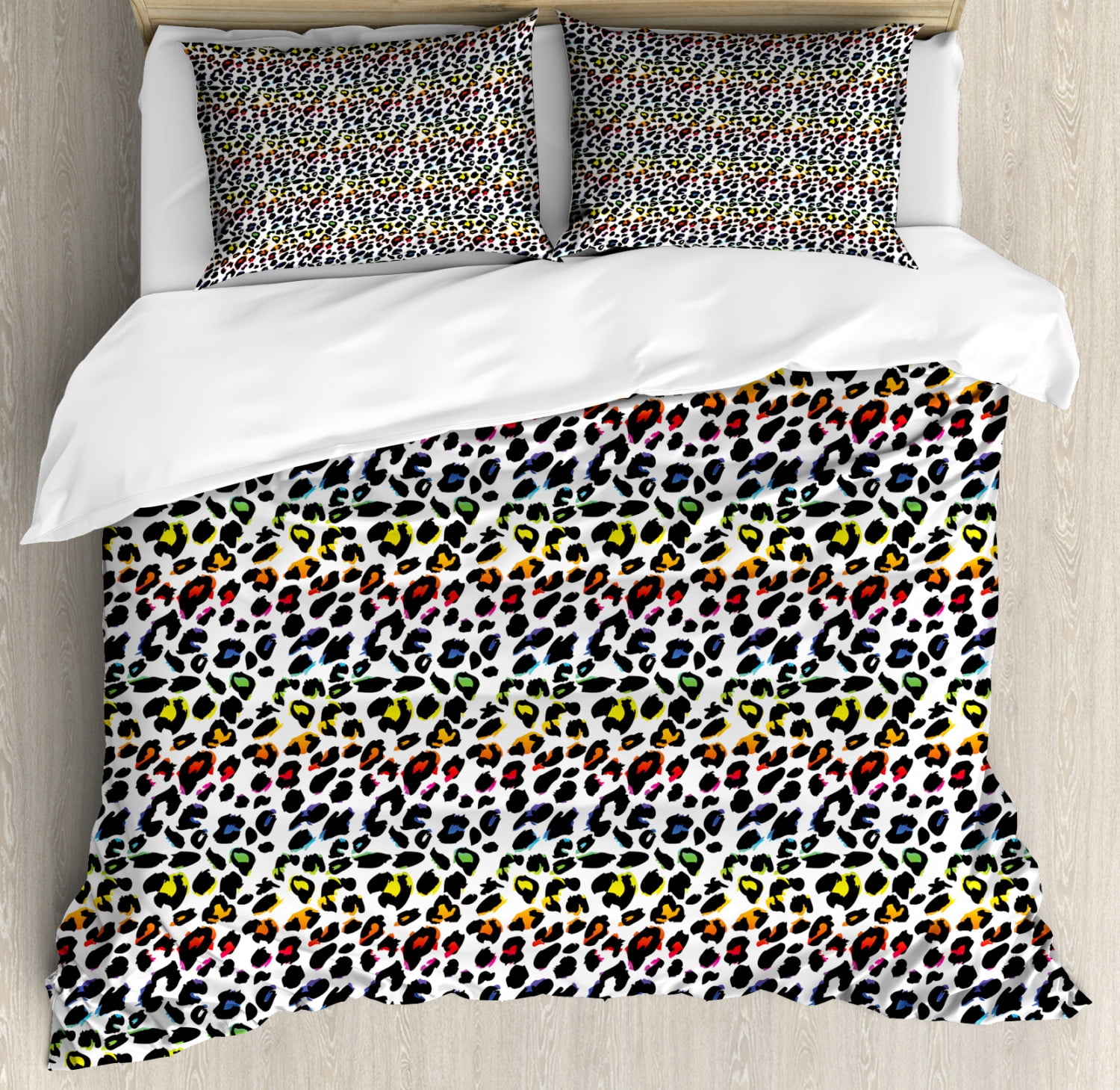 Leopard Print King Size Duvet Cover Set, Classical Savannah Mammal Skin