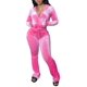 thumbnail image 1 of Chándal Yeshire de terciopelo para mujer, color rosa, talla XL, 1 of 7