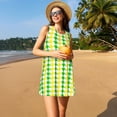 thumbnail image 3 of Logiee yellow and green houndstooth Print Summer Dresses for Women,Beach Sleeveless Flowy Pocket Tshirt Tank Sundresses,Women's Sleeveless Dress, 3 of 7