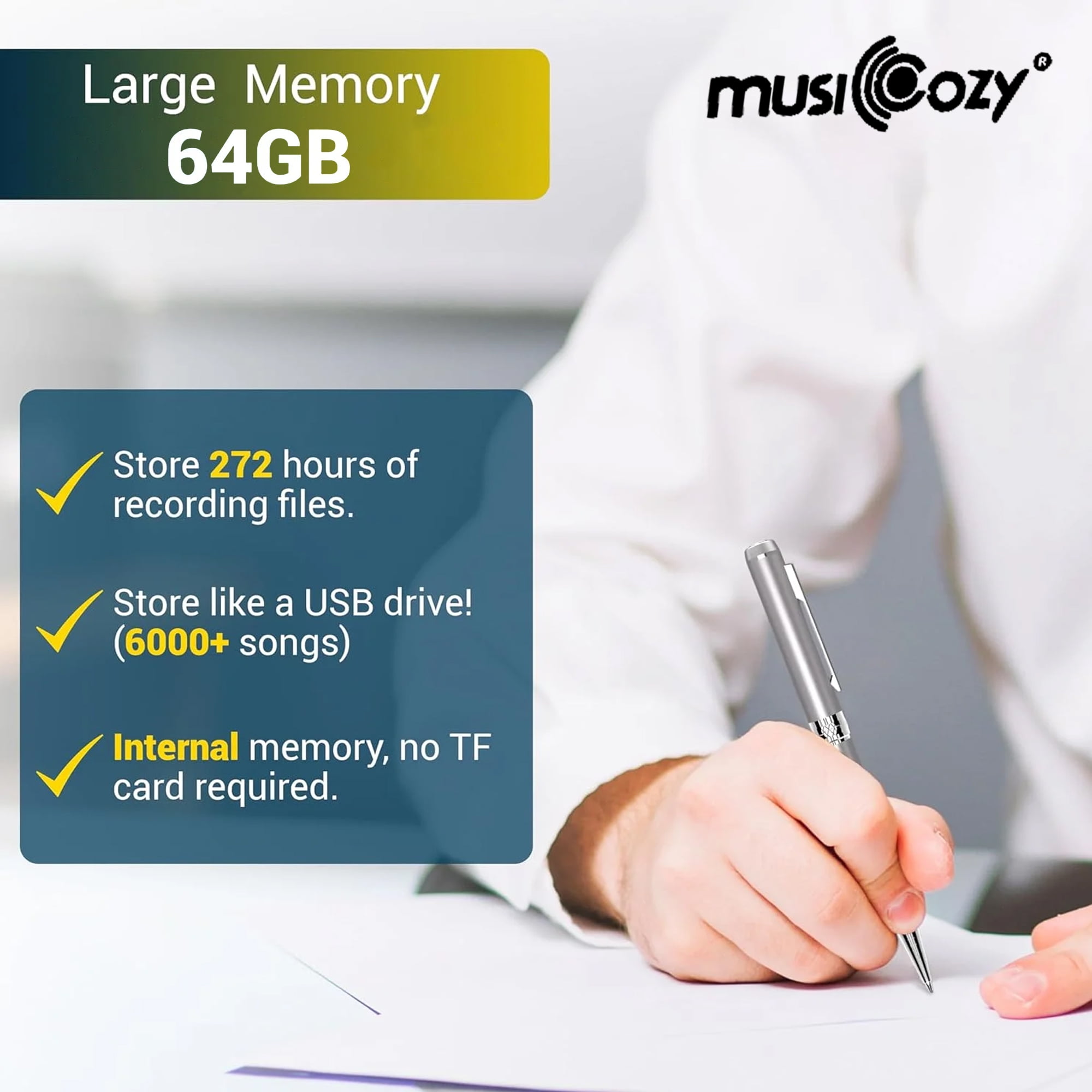 64GB Digital Voice Recorder Pen-Mini Audio Recording Device for Meetings-Portable Dictaphone Microphone,Professional Audio Recorder for Lecture/Meeting/Course,Audio Recorder Transfer File to Computer