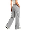 thumbnail image 4 of Xdegoge Tween Girls Wide Leg Cargo Sweatpants High Waisted Baggy Lounge Pants with Pockets Elastic Waist Y2K Casual Streetwear Workout Trousers, 4 of 7