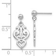 thumbnail image 2 of Beautiful 14k White Gold Filigree Heart Dangle Earrings, 2 of 2